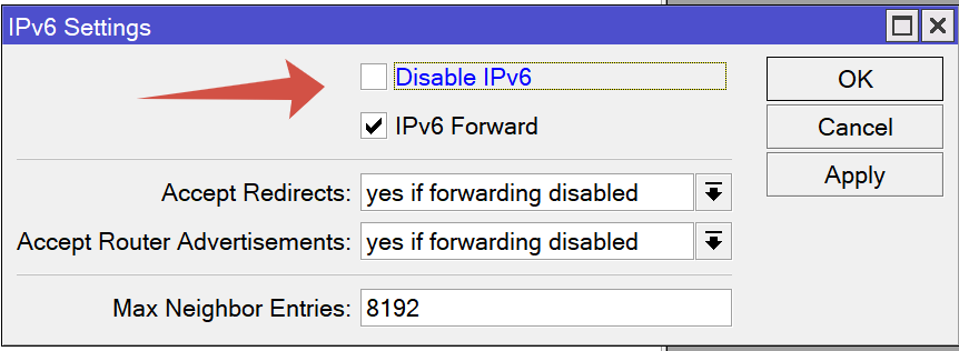 Mikrotik Enable IPv6 Mikrotik Enable IPv6